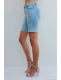 SHORT JEANS FEMME BLEU DÉLAVÉ FRANGES STRASS CHIC STEPHANIE BLEU D'AZUR