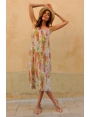 ROBE MIDI AMPLE BRETELLE ETHNIQUE VOILE VISCOSE ITALIE BOHEME CHIC SAINT BARTH BLEU D'AZUR