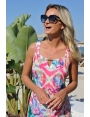 ROBE LONGUE ÉTÉ INFROISSABLE COLORÉ ROSE FLEURI MAUI BLEU D'AZUR