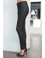 Pantalon hiver femme slim taille haute enduit noir Faucon BLEU D'AZUR