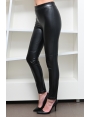 Pantalon femme simili cuir stretch taille haute Ming BLEU D'AZUR