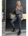 Pantalon anthracite taille haute stretch reptile Karen BLEU D'AZUR