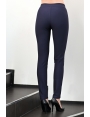 Pantalon épais femme taille haute stretch bleu marine Luis BLEU D'AZUR