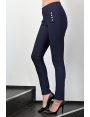 Pantalon épais femme taille haute stretch bleu marine Luis BLEU D'AZUR