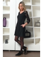 Robe chic souple femme crepe et dentelle noir Luna BLEU D'AZUR