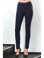 Pantalon épais femme taille haute stretch bleu marine Luis BLEU D'AZUR