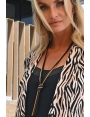 VESTE FEMME TAILLEUR CHIC IMPRIME ZEBRE BEIGE KIGALI BLEU D'AZUR