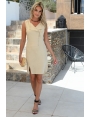 ROBE EN SUEDINE SABLE CHIC BUSTE STYLE PERFECTO NAOMI BLEU D'AZUR