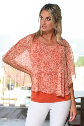 TOP CAP VOILE LUREX ORANGE TERRACOTTA BLEU D'AZUR