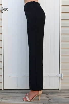 PANTALON NOIR FEMME LARGE FLUIDE EN POLYESTER TAILLE HAUTE EZRA BLEU D'AZUR