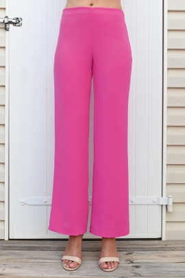 PANTALON FUCHSIA LARGE FEMME EN POLYESTER TAILLE HAUTE EZRA BLEU D'AZUR