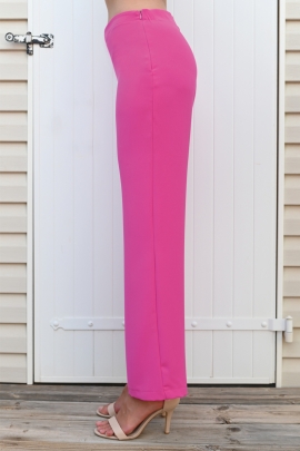 PANTALON FUCHSIA LARGE FEMME EN POLYESTER TAILLE HAUTE EZRA BLEU D'AZUR