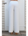 PANTALON FEMME BLANC LARGE FLUIDE TAILLE HAUTE ELASTIQUE EZRA BLEU D'AZUR