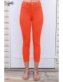 JEANS ORANGE COTON STRETCH COUPE SLIM LONGUEUR 7/8 TAILLE HAUTE SPICY JAZZ BLEU D'AZUR