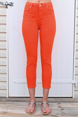 JEANS ORANGE COTON STRETCH COUPE SLIM LONGUEUR 7/8 TAILLE HAUTE SPICY JAZZ BLEU D'AZUR