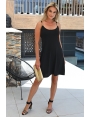 ROBE NOIRE EN JERSEY FLUIDE FORME AMPLE CHAINETTES DOREES SUR BRETELLES DEVANT LISA BLEU D'AZUR