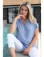 BLOUSE FEMME CHIC EN VOILE VISCOSE RAYURES BLEU ET BLANC CAY BLEU D'AZUR