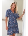 ROBE EN VOILE VISCOSE IMPRIMEE ENCOLURE CACHE COEUR JUPE EVASEE JOKO BLEU D'AZUR