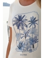 T-SHIRT FEMME EN MODAL SERIGRAPHIE BLEU STRASS MANCHES COURTES JUNGLE BLEU D'AZUR