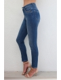 JEANS D'ETE FEMME EN TOILE DENIM BLEU SLIM TRES STRETCH TAILLE HAUTE OMAN BLEU D'AZUR