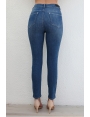 JEANS D'ETE FEMME EN TOILE DENIM BLEU SLIM TRES STRETCH TAILLE HAUTE OMAN BLEU D'AZUR