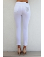 JEANS FEMME EN COTON STRETCH COUPE SLIM LONGUEUR 7/8 TAILLE HAUTE DECO STRASS YONA BLEU D'AZUR