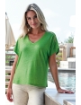 T-SHIRT FEMME VERT EN LIN VISCOSE IRISÉ CHIC TRISH BLEU D'AZUR