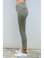 Jean 7/8 femme en coton stretch kaki clair galon or Palms BLEU D'AZUR
