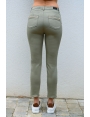 Jean 7/8 femme en coton stretch kaki clair galon or Palms BLEU D'AZUR