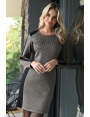 Robe suédine scuba motif marron bande côté noire Jill BLEU D'AZUR