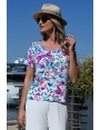 T-SHIRT FEMME EN JERSEY VISCOSE DOUX COUPE CONFORT DOS RAYURES JERRY BLEU D'AZUR