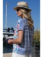 T-SHIRT FEMME EN JERSEY VISCOSE DOUX COUPE CONFORT DOS RAYURES JERRY BLEU D'AZUR
