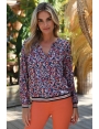 BLOUSE SPORT CHIC FEMME VISCOSE LUREX IMPRIMÉ BLEU CORAIL FUCHSIA BLANC MEMPHIS BLEU D'AZUR