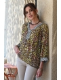 BLOUSE FEMME COUPE VAPOREUSE VOILE MOTIF ANIMAL CHIC SAKI BLEU D'AZUR