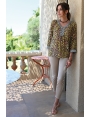 BLOUSE FEMME COUPE VAPOREUSE VOILE MOTIF ANIMAL CHIC SAKI BLEU D'AZUR