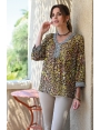 BLOUSE FEMME COUPE VAPOREUSE VOILE MOTIF ANIMAL CHIC SAKI BLEU D'AZUR