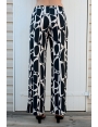 PANTALON FEMME JERSEY IMPRIMÉ NOIR BLANC KENTIA BLEU D'AZUR