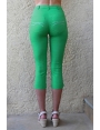 PANTACOURT VERT VIF FEMME EN POPELINE COTON STYLE CHIC POCHE DOS STRASS CAGLIARI BLEU D'AZUR