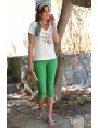 PANTACOURT VERT VIF FEMME EN POPELINE COTON STYLE CHIC POCHE DOS STRASS CAGLIARI BLEU D'AZUR