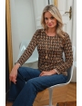 Tshirt hiver femme manche longue zig zag noir orange jaune Armenia BLEU D'AZUR