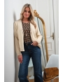 Gilet court pour femme encolure V grosse maille Basil BLEU D'AZUR