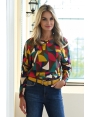 Pull hiver coloré pour femme manche longue coupe confort Bello BLEU D'AZUR