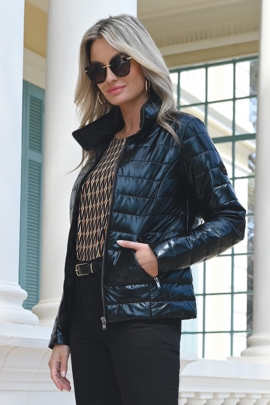 Doudoune chic zippée manches longues pour femme Emmeline BLEU D'AZUR
