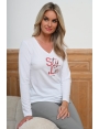 Tshirt femme hiver chic à manche longue en jersey blanc Gypse BLEU D'AZUR