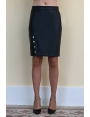 Jupe hiver taille haute en simili cuir noir avec fente Alenka BLEU D'AZUR