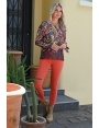 Blouse chic femme hiver imprimée cachemire ultra coloré Jerico BLEU D'AZUR