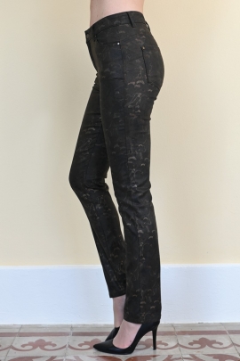 Pantalon femme hiver confort imprimé marron bronze Johanne BLEU D'AZUR