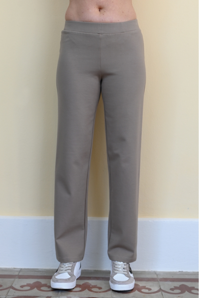 Pantalon stretch femme hiver beige taille haute coupe droite Chalbi BLEU D'AZUR