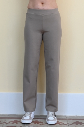 Pantalon stretch femme hiver beige taille haute coupe droite Chalbi BLEU D'AZUR