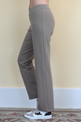 Pantalon stretch femme hiver beige taille haute coupe droite Chalbi BLEU D'AZUR